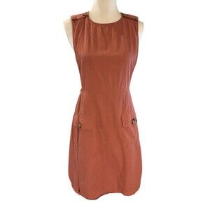 Polagram Anthropologie Overall Dress Women's Medium Terracotta 100% Cotton